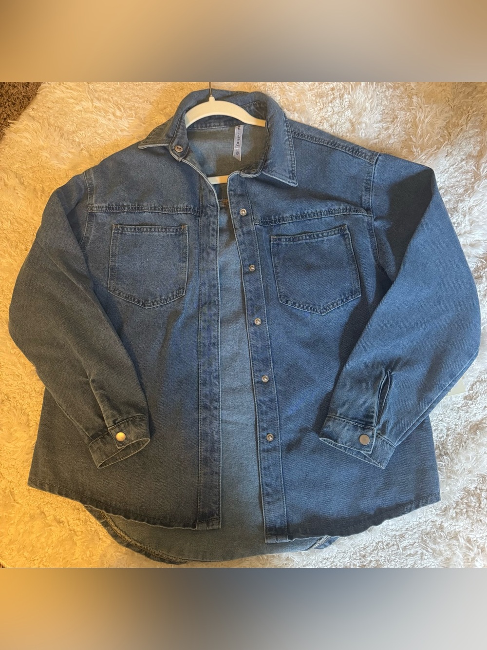 Women’s Denim Oversized Button-Up Jacket - Blue